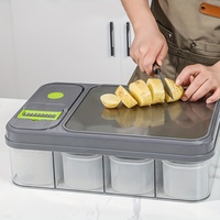 Manuel de cuisine Mandoline Oignon Salade Fruits Légumes Trancheuse et Hachoir Cutter avec Conteneur Planche à Découper en Acier Inoxydable