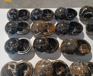 黒金大理石球香炉 天然大理石 ホームデコレーション 石製品 - Product Image 1