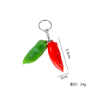 Porte-clés en PVC simulé en forme de piment, légume, alimentaire, poivron rouge, vert et jaune, pour sac à dos d'étudiant créatif - Product Image 5