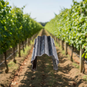 Poteau de Vigne Métallique Extérieur Écologique de 2,4 m en Acier Galvanisé pour Verger avec Accessoires Complets - Product Image 1