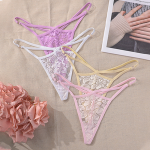 Hot bán Rỗng ra Sexy Ren tóm tắt đồ lót cho phụ nữ cao đàn hồi thoáng khí dây đeo mỏng thong tóm tắt. - Product Image 4