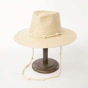 Sombrero de Paja para Mujer, con Borde de Cadena de Conchas, para Playa, Verano, Protección Solar, a la Moda - Product Image 6