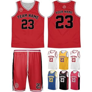 Conjunto de Uniforme de Baloncesto Personalizado con Nombre de Equipo, Número y Logotipo, Unisex para Adultos, Cuello en V, Impresión por Transferencia de Calor - Product Image 1