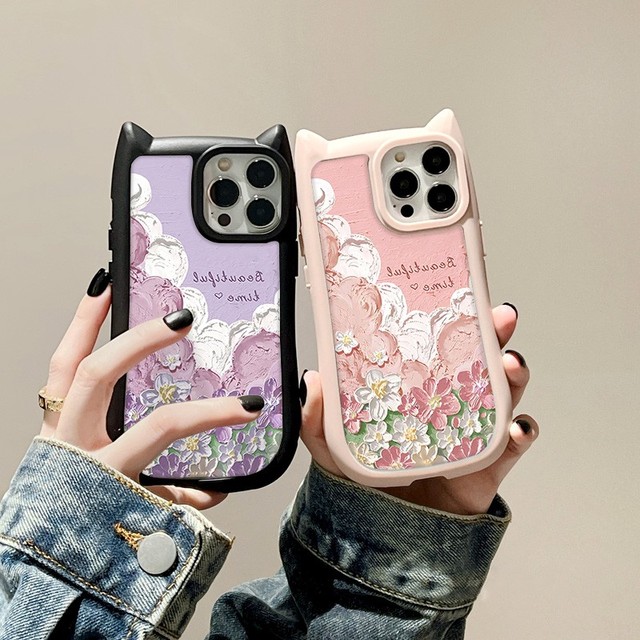 3D Oil Painting Flower Print Shockproof Phone Case for iPhone 14 15 16 17 Pro 13 12 11 Pro Max Plus XR X XS Soft Cover Fundas