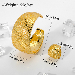 Juego de Pulsera y Anillo de Dos Piezas con Diseño de Flor Chapado en Oro de 14K para Mujer de Zeadear Jewelry - Elegante para Bodas y Aniversarios - Product Image 3