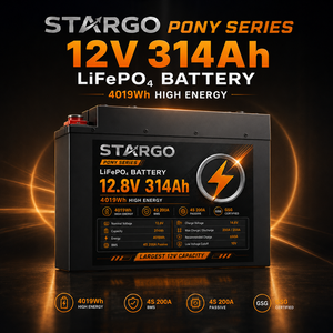 Batterie LiFePO4 STARGO <span class=keywords><strong>Pony</strong></span> 12V 314Ah 4019Wh Haute Énergie 200A BMS Certifiée GSG 6000 Cycles Température de Fonctionnement -20°C à 60°C pour VR et Solaire - Product Image 1