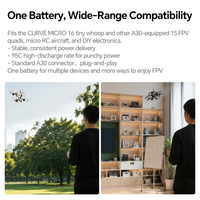 Batterie Lipo FPV CADDXFPV CURVE 580mAh & 680mAh avec connecteur A30 1S 3.8V 95C pour drone RC CURVE MICRO 16 1S