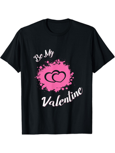 Simpatica maglietta di San Valentino in cotone stampato, girocollo unisex, vestibilità regolare, stile primavera-estate - Product Image 1