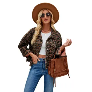 C CLOTHING Wholesale Leopard Ladies Jacket And Coats New Style Women's Denim Jacket Cropped Woman Jacket