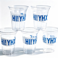 Gobelets en plastique PET transparents personnalisables, écologiques et durables, avec logo sur mesure pour café, milkshakes et boissons froides (plats)
