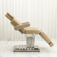 Nouveau design 2025 : Table de massage électrique à 3 moteurs avec base en acier inoxydable argenté et éclairage pour salon de beauté