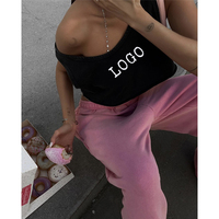 Vêtements de mode streetwear, pantalons larges en tricot pour femmes, pantalons personnalisés, 100% coton, pantalons larges pour femmes