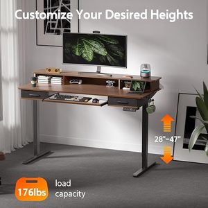 Wholesale Modern Home Office Electric Standing <b>Desk</b> with Monitor Stand Wooden Ergonomic Adjustable <b>Desk</b> With Keyboard Tray - Product Image 4