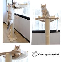 Arbre à chat moderne et élégant en pin blanc, avec perchoir de fenêtre et griffoir, hauteur réglable, design écologique et durable, grand modèle sans outils