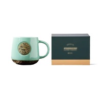 Mug à café en céramique stylé, motif écailles de poisson avec insigne en cuivre, mug de bureau avec impression personnalisée, tasse cadeau souvenir unique