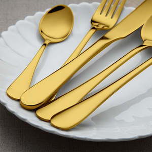 Đám cưới hoàng gia sang trọng mạ vàng thiết lập dao kéo thép không gỉ Dao Kéo Titan Matte Vàng Flatware Set - Product Image 5