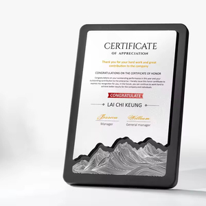 Placa de Cristal Grabada con Diseño de Pico de Montaña y Olas del Mar en Mármol y Metal de Lujo, Premios para Competencias de Artesanía - Product Image 3