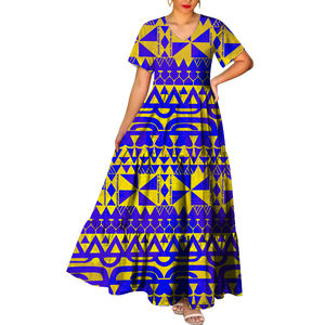 Vestido Corto con Cuello en V para Mujer, Estilo <span class=keywords><strong>Marquesan</strong></span>, Tatuaje Polinesio, Personalidad Casual, Moda Elegante, Ecológico - Product Image 1