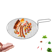 Filet de barbecue en cuivre rond coréen, maille de barbecue rond en acier inoxydable avec poignée filet de barbecue de fête en plein air de restaurant