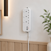 UK Power Socket 3 Ways 13A 250V Surge Protection des enfants avec interrupteur avec 2 Type a 1 Type C Charge rapide Max.20W 3G1.25mm2x1.0m