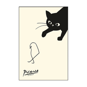 Vente en gros de toile minimale noire et blanche peinture murale chat noir japonais <span class=keywords><strong>chambre</strong></span> d'enfant décoration d'intérieur - Product Image 6