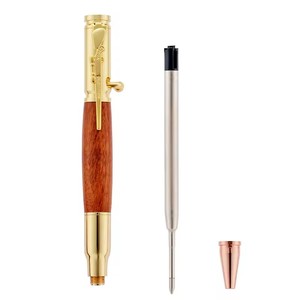 Stylo tactique écologique avec logo personnalisé, stylo à bille à action par culbuteur amusant et original, fabriqué en bois de santal, corps en métal, cadeau - Product Image 2