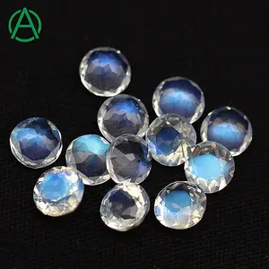 ArthurGem Genuine Top Quality Natural India Moonstone Round Cut Loose Gemstone, Moonstone Loose Gemstone for Jewelry Making