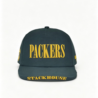 Gorra de Béisbol Snapback de 5 Paneles con Visera Plana, Color Verde Oscuro, Personalizada con Logotipo de Equipo de Fútbol en Silicona, Estilo Deportivo Unisex, Venta al Por Mayor