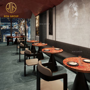 Ensemble <span class=keywords><strong>de</strong></span> meubles <span class=keywords><strong>de</strong></span> <span class=keywords><strong>restaurant</strong></span> <span class=keywords><strong>de</strong></span> restauration rapide avec table ronde en pierre frittée moderne, chaise en cuir, table et banquette, canapé pour café - Product Image 4