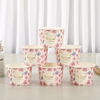 4 Oz 8 Oz Franchiseur Gobelets à crème glacée en papier pour yaourt glacé avec couvercles plats en plastique
