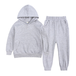 Girls & Boys Casual Solid Color Custom Logo Printed Knit 95% Cotton Two-Piece Sweat <b>Suit</b> & Track Jogger Set for <b>Teens</b> - Product Image 2
