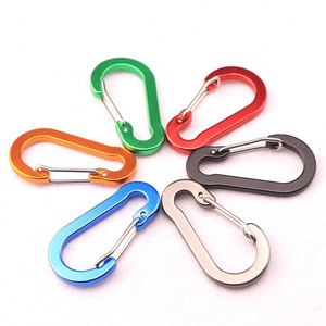 Mosquetones de aluminio con cierre de resorte de 50 mm, pequeños, planos, en forma de calabaza, para llaveros y montañismo - Product Image 1