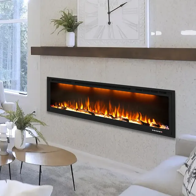 Luxstar 84 pouces Super grande cheminée suspendue d'intérieur avec effet de fumée 3D cheminée combustion cheminée électrique