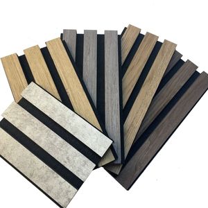 Interno fonoassorbente Panneau <span class=keywords><strong>legno</strong></span> doghe <span class=keywords><strong>pannello</strong></span> parete decorazione Acoustique bordo cancellazione del rumore PET MDF pannelli di parete acustica - Product Image 3