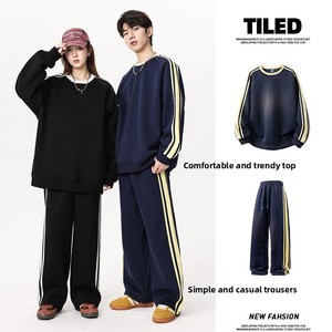 <span class=keywords><strong>Completo</strong></span> Sportivo Casual a Righe per <span class=keywords><strong>Uomo</strong></span>, Nuova Collezione Primaverile, Felpa con Collo Tondo, Set <span class=keywords><strong>Completo</strong></span> per Corsa - Product Image 4