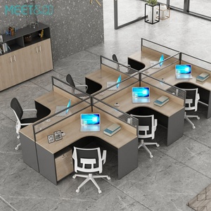 Luxury Modern Commercial Office Workstations <b>Solid</b> Top Soundproof Panel Lockable Drawer Extendable Modular Executive Staff 4 - Product Image 1