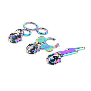 Varios estilos 5 # nylon nuevo Arco Iris Color bolsa accesorios colorido tirador de cremallera/tiradores de cremallera forma personalizada Logo cremallera - Product Image 4