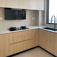 Nouveauté : Armoires hautes en bois massif pour salon, ensembles de meubles de cuisine modulaires complets en mélamine