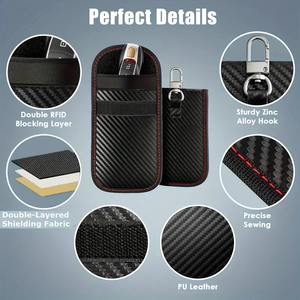 Protector de Llaves Faraday de Fibra de Carbono 2024 con Bolsa de PU para Llavero, Anti-robo, Anti-escaneo y Bloqueo de Señales RF - Product Image 4