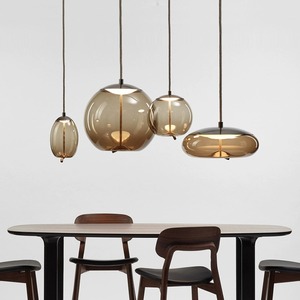 Lámpara <span class=keywords><strong>Colgante</strong></span> Creativa para Restaurante, <span class=keywords><strong>Cocina</strong></span>, Bar, Lámpara <span class=keywords><strong>Colgante</strong></span> de Bola de Vidrio Ahumado para Comedor - Product Image 2