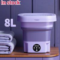 Mesin Cuci Lipat Mini Portabel 8 Liter, Dilengkapi dengan Fitur Otomatis Penuh, Semi Otomatis, Pengering Putar