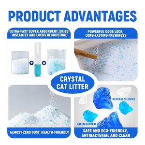 Cristales de Gel de Sílice Hipoalergénicos 99% Libres de Polvo, No Tóxicos, Seguros para Gatos, Arena para Gatos de Cristal - Product Image 5
