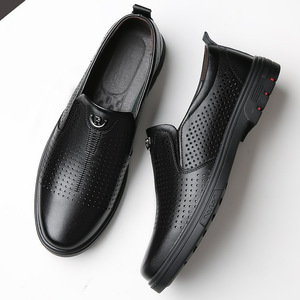 รองเท้าหนังระบายอากาศสำหรับผู้ชายแบบสวม พื้นนุ่ม สไตล์ลำลอง ดีไซน์แบบโปร่ง สำหรับวัยรุ่นอายุ 18-40 ปี - Product Image 2