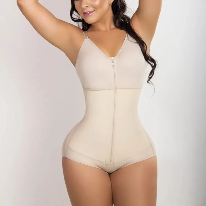 Post cerrahi yüksek sıkıştırma Shapewear şekillendirici sutyen sonrası Partum asansör kalça silikon dantel korse