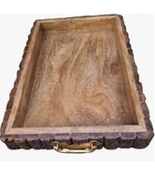 Plateau en bois artisanal haut de gamme, décoratif, pour service et présentation, idéal pour la maison, la table à manger, le comptoir à café, l'entrée et la collection.