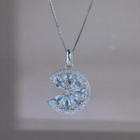 Pendentif Lune en Argent Sterling 925 Plaqué Rhodium avec Pierres Précieuses Naturelles Taillées en Poire, Vente en Gros Usine, Idéal pour Femme, Cadeau ou Usage Quotidien