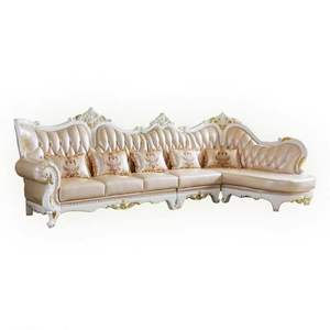 أثاث غرفة معيشة بتصميم ملوكي أوربي منحوت ، أريكة تشيسترفيلد فاخرة على طراز القصر الراقية على شكل حرف L - Product Image 6