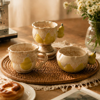 Tasse à thé au lait HBC personnalisée, motif floral irrégulier façonné à la main, style américain, pour petit-déjeuner à l'avoine, à boire directement, 16 oz, pour étudiants