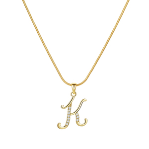 Collar KISSWIFE con Colgante de Letra K en Cobre Chapado en Oro, Cadena de Serpiente, Zirconia, <span class=keywords><strong>Nombre</strong></span> Personalizado, Collar de Compromiso y Boda - Product Image 5