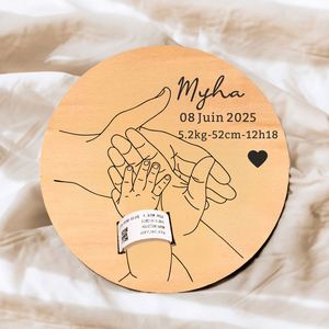Panneau d'affichage 3D en bois pour nom de bébé et données de naissance, portable, durable, fait main, prix usine, pour annonce de naissance en milieu hospitalier - Product Image 3